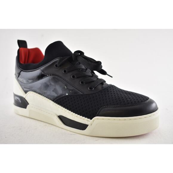 Christian Louboutin Mens Aurelien Flat Black White Neomesh Low Top Sneaker 44 11 - Picture 4 of 12